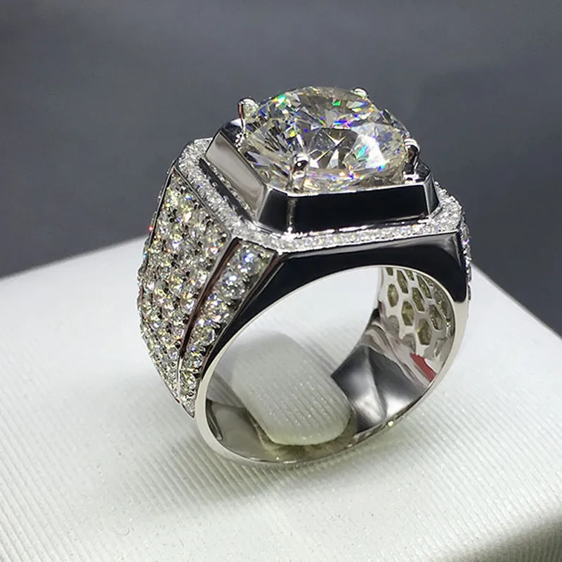 Bague en diamant en or blanc 14 carats pour hommes Bague en diamant 3 carats Pierres précieuses anillos Bague en argent 925 bijoux bijoux femme bagues en diamant Y1124