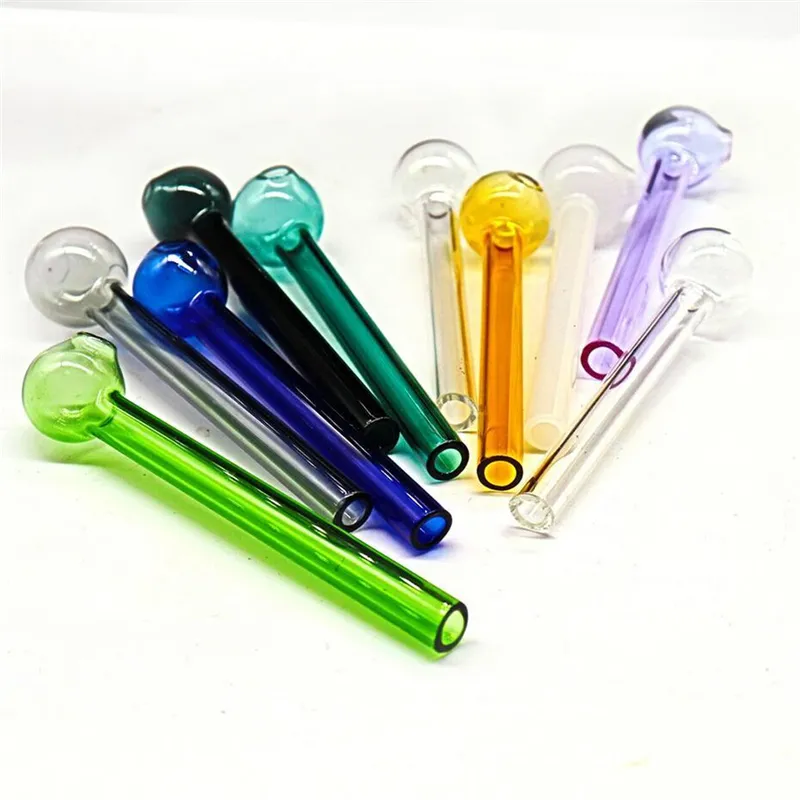 4inch (10cm) Coloré Pyrex Glass Huile Brûleur d'huile Transparente Brûleur à huile de verre Tube en verre Tuyau de verre Tuyaux de verre Tuyaux d'eau FY2305