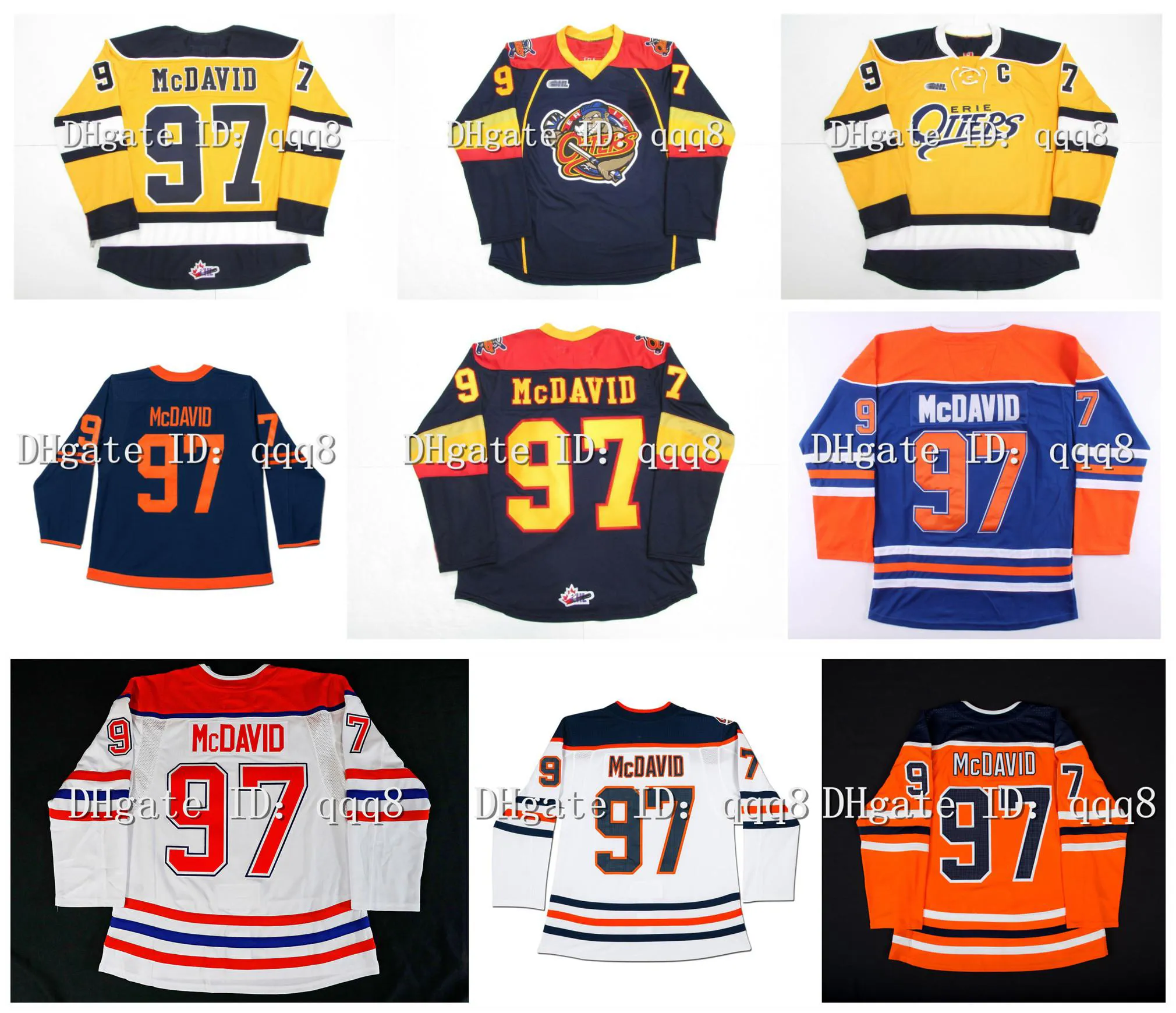 97 Connor McDavid Jersey Erie Otters White Blue Orange Yellow Black OHL COA Reverse Retro Hockey