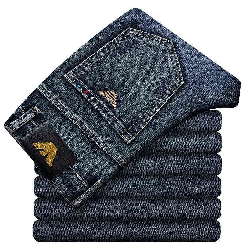 et Automne Hiver Épais Marque Jeans Hommes Busin Décontracté Élastique Marchandise