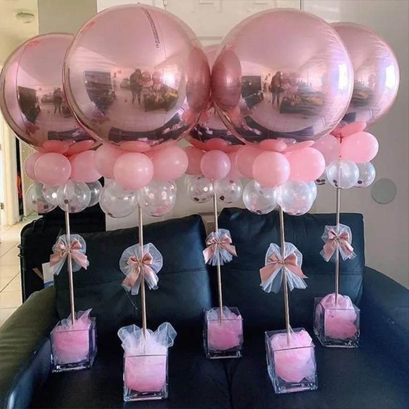 Balloon Tree Supporto Per Palloncini Da Tavolo Trasparente - Base In Plastica E Acrilico Per Matrimoni E Compleanni - Set Da 4 Colonne Di Altezze Diverse - 2