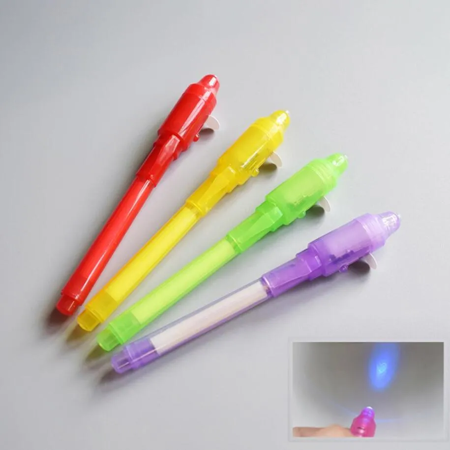 Penna luminosa a testa grande Magic Purple 2 in 1 UV Black Light Combo Disegno Penna a inchiostro invisibile Apprendimento educativo Giocattoli per bambini