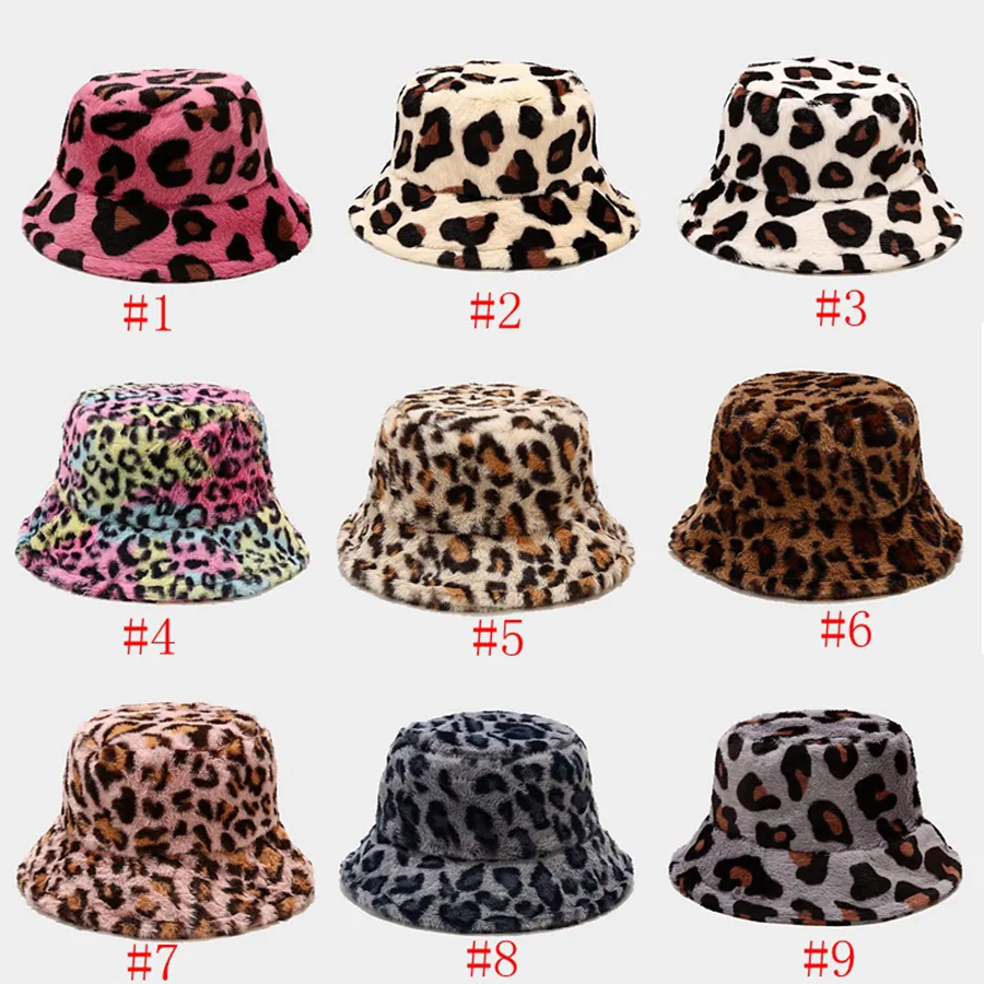 Faux Fur Fishman Cap Ladies Vintage Lampart Jesień Zima Zagradzenie Ciepłe Płaskie Kapelusz Outdoor Wszystkie Dopasowane Miękkie Wiadro Kapelusze RRA3902