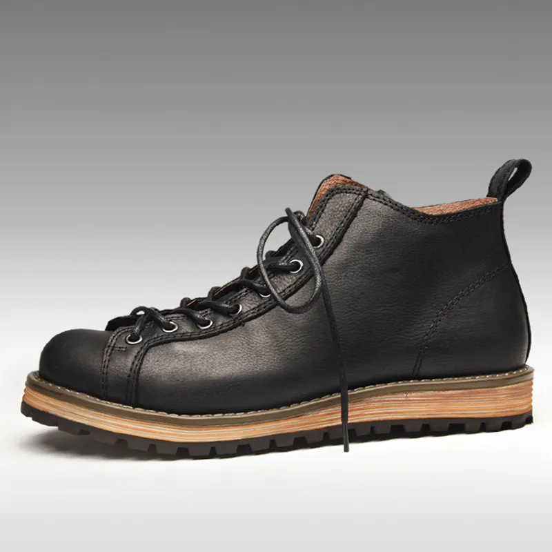 Мужские кожаные ботинки, ботильоны с круглым носком, мужская модная зимняя теплая обувь P25/D50