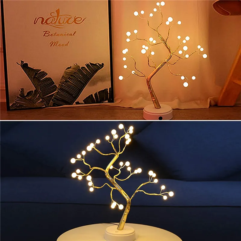 LED Night Light 20inch Tabletop Bonsai Tree Light USB or Battery Operated  Touch Switch 108LED Lamp Copper Wire Branch Light Room