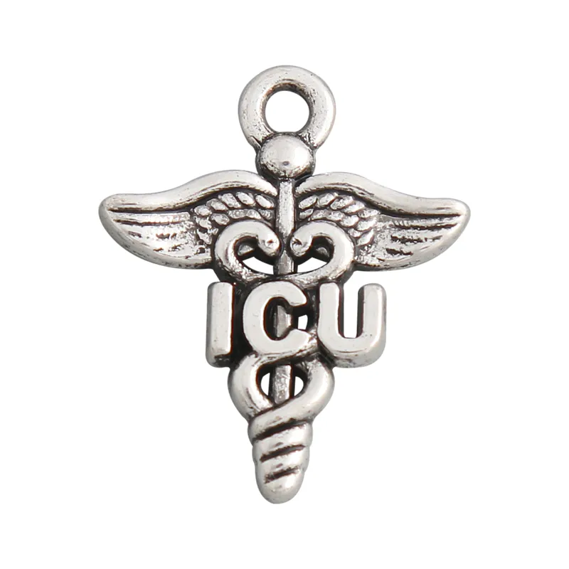 Online Großhandel Mode Legierung Caduceus Medical ICU Charms Schmuck DIY Krankenschwester Arzt Anhänger 19*23mm 50 Stück AAC825