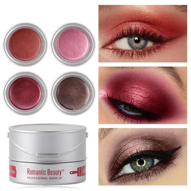 Cień oczu 6 Kolory Rozjaśnić Eyeshadow Pigment Cream Makeup Shimmer Cosmetics Wodoodporny Długotrwały czerwony brąz