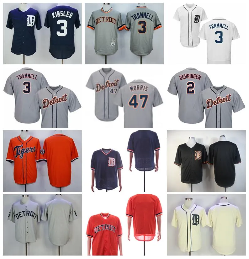 1984 Retirar Béisbol Vintage 47 Jack Morris Jersey 3 Alan Trammell 2 Charlie Gehringer 5 Hank Greenberg 60 Ty Cobb Azul marino Blanco