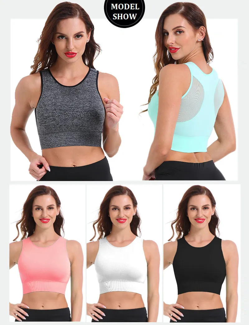 SEXYWG Top Women Yoga Shirts Breathable Mesh Shockproof Gym Running Sports  Bra Solid Seamless Fitness Yoga Sport Bh Bra Top Vest T200601 From Xue04,  $10.37