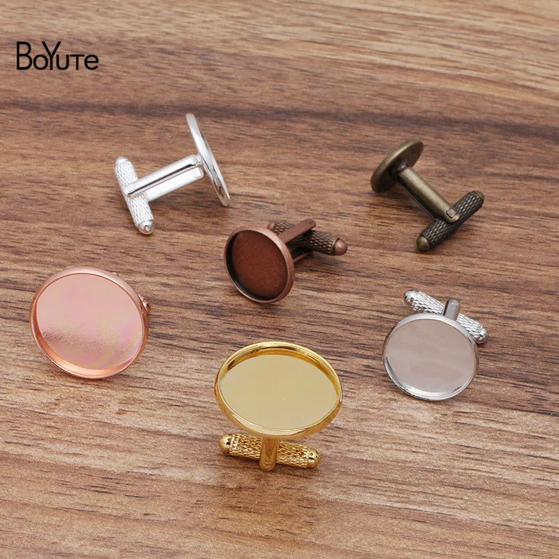 BoYuTe 20 Pieces Lot 6 Colors Round 12MM 14MM 16MM 18MM 20MM Cabochon Base Cuff Links Blank Tray Bezel Diy Jewelry Findings Comp259Y