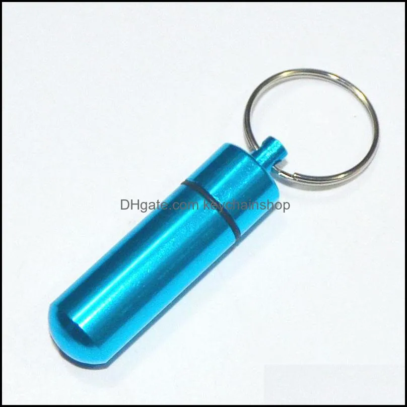 Waterproof Keychain Aluminum Pill Box Case Bottle Cache Holder Container keyring Medicine package Health Care