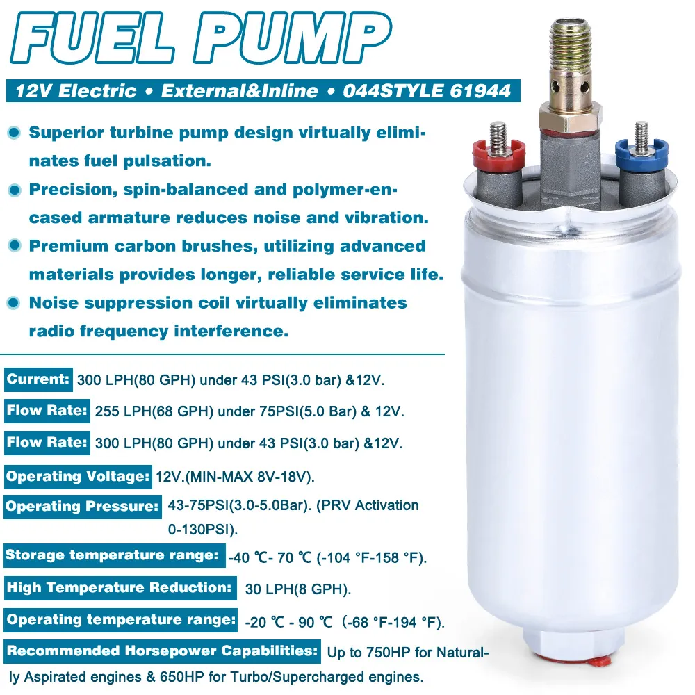 300lph Universal External Fuel Pump Replacing 0580254044 - China