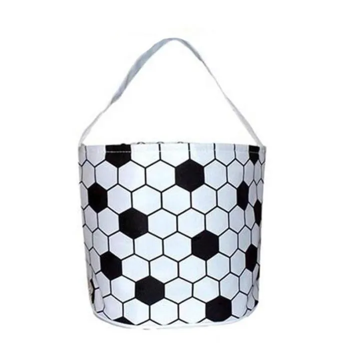 Party Supplies Basketball Easter Basket Sport Canvas Totes Football Baseball Soccer Softball Buckets Storage Bag Kids Candy Handbag SN4324