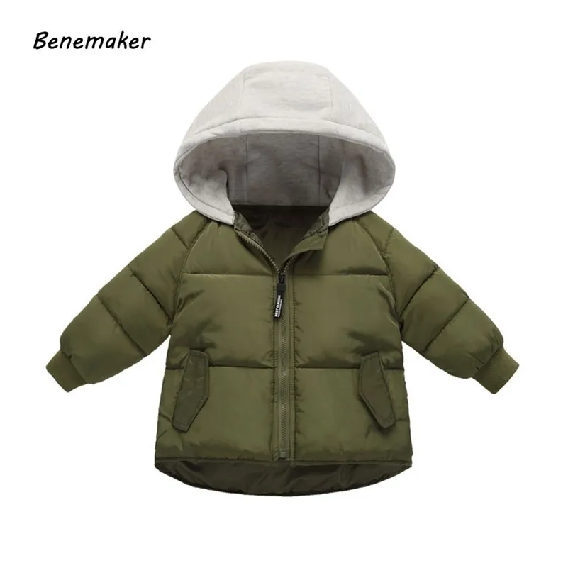 Benemaker 어린이 겨울 재킷 바지 소녀 소년 파카 윈드 브레이커 베이비 2-8Y 따뜻한 옷 코트 후드 어린이 겉옷 JH104 LJ201017