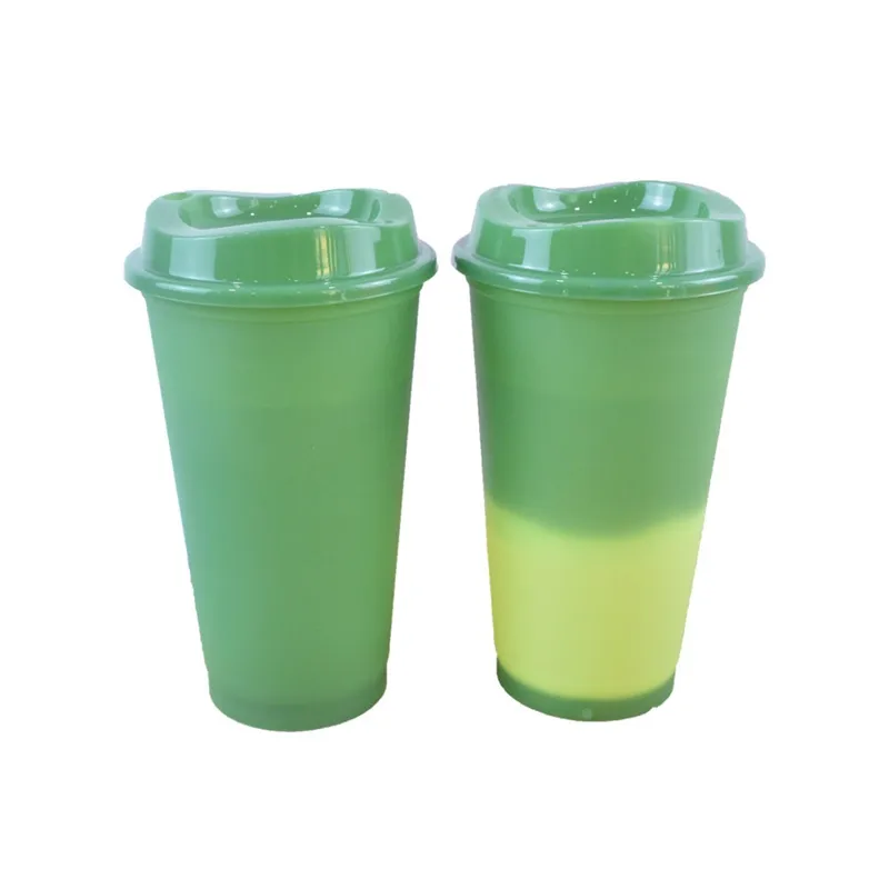 Gobelets pour enfants adultes Décoloration Tasse en plastique 16oz Changement thermique Détection de température Coupes à changement de couleur Multicolore Arrivée 5BS J2