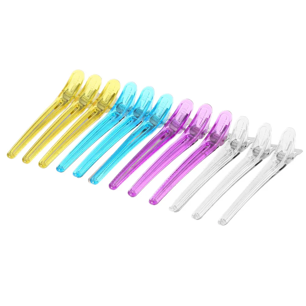 12Pcs Colorful Hair Grip Clips Hairdressing Sectioning Cutting Clamps Professional Plastic Salon Styling Tool W3250