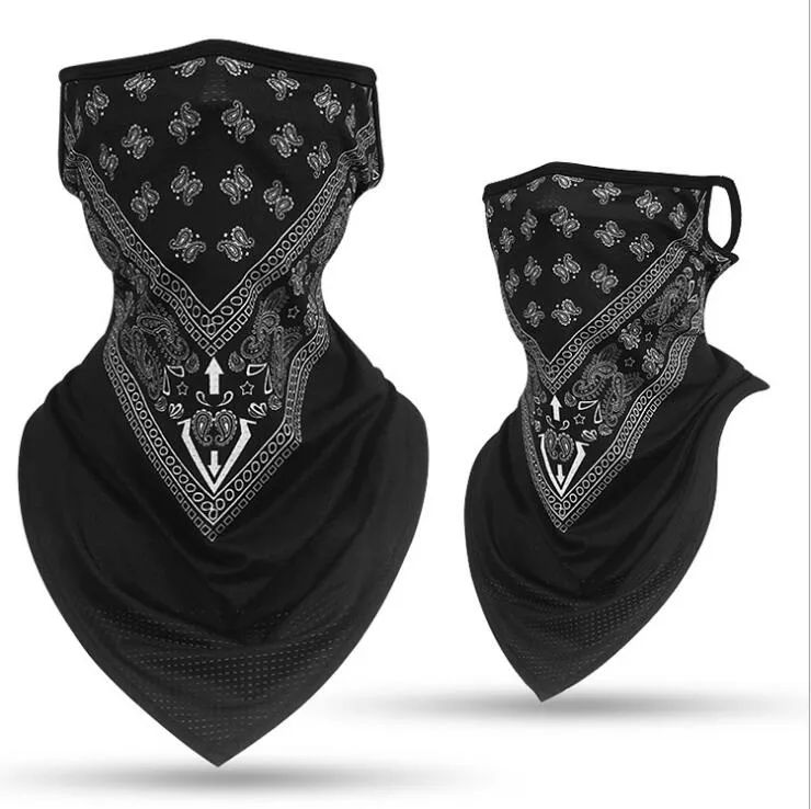 Unisex Ice Silk Sport Bandana Triangle Pendant Face Mask Tube Scarf Neck Legging Cover Fishing Headband Vandringstillbehör GD1034