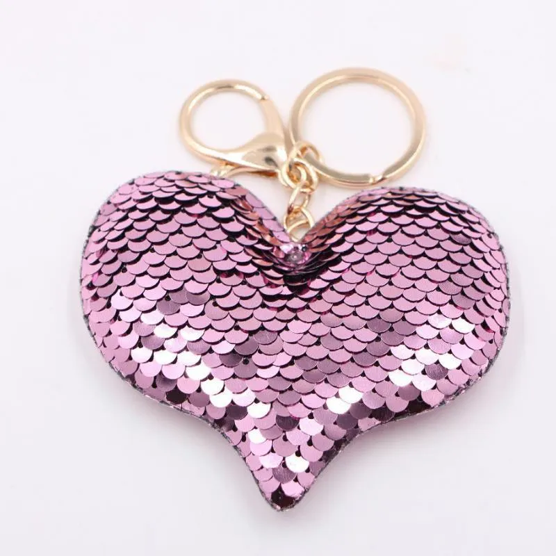 Heart Sequin Keychain Key Rings Party Favors Mother`s Day Christmas Valentine`s Day Gift for Girls Women