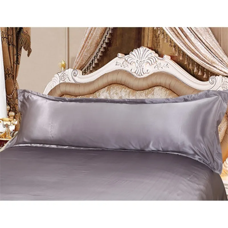 120/150 cm Longo Fronha Branco Travesseiro Sólido Caso Capa de Silk Cetim Tecido Home Têxtil 1 Pc 2 Tamanho para Bedroom48 Y200104