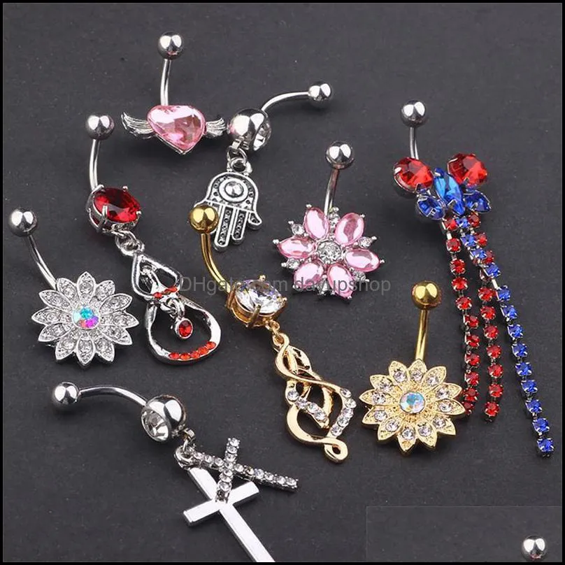 fashion dangle belly ring mix style navel button piercing body jewelry belly button rings for women