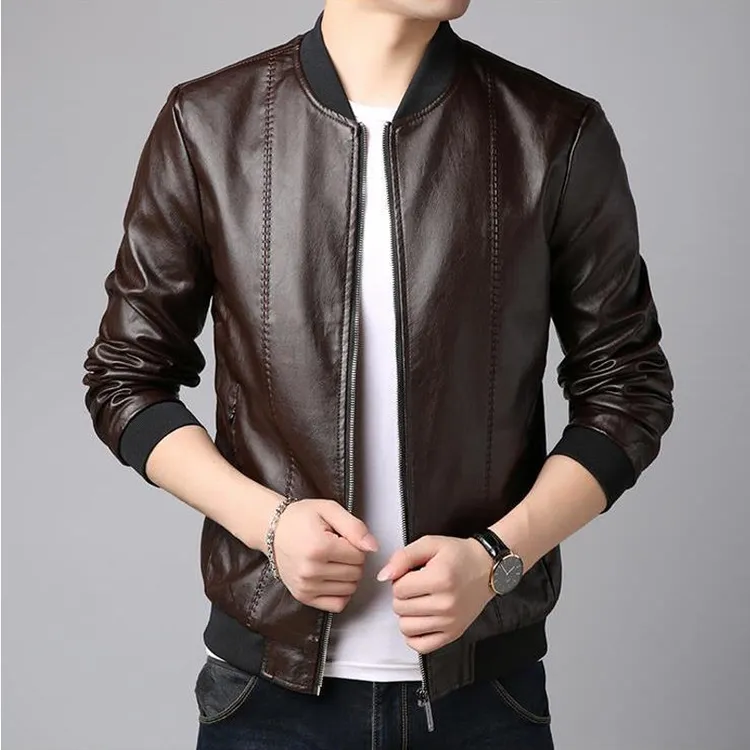 オンラインストア特価 メンズpuレザージャケットフリースウィンタージャケット男性vネックスリムフェイクカジュアルソリッドボンバー4xl Kg 59 ファストファッション通販サイト Apea Asia