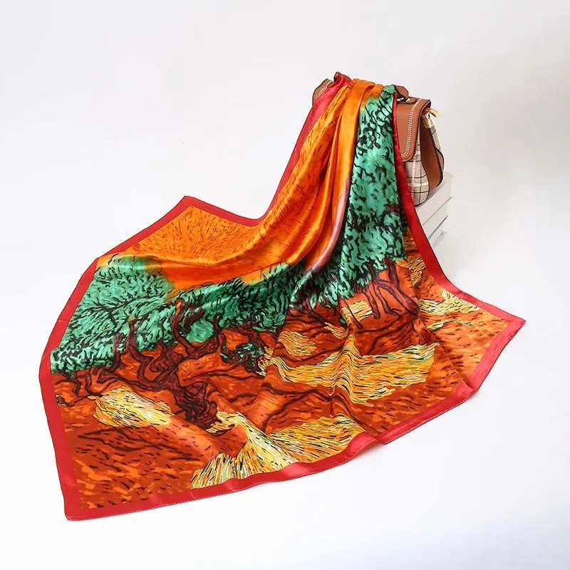 90 * 90 см атласная ткань классическая цепная печатная ткань одежды ручной работы подарочная коробка упаковки тканевые шарфы шарф DIY ткань DH06