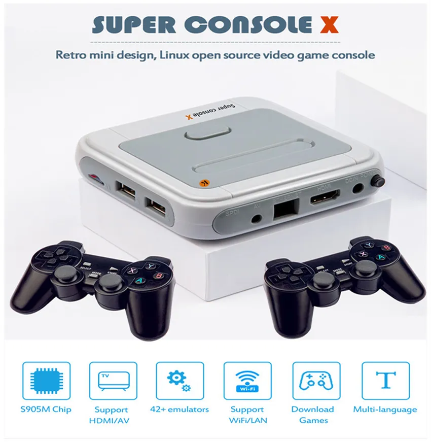 R8 Super Console x Retro Mini TV Video Game Consoles 64GB Built-in 50 Emulators Suporte 4K HD HDTV Saída 30000 Jogos com Wireless Gamepad