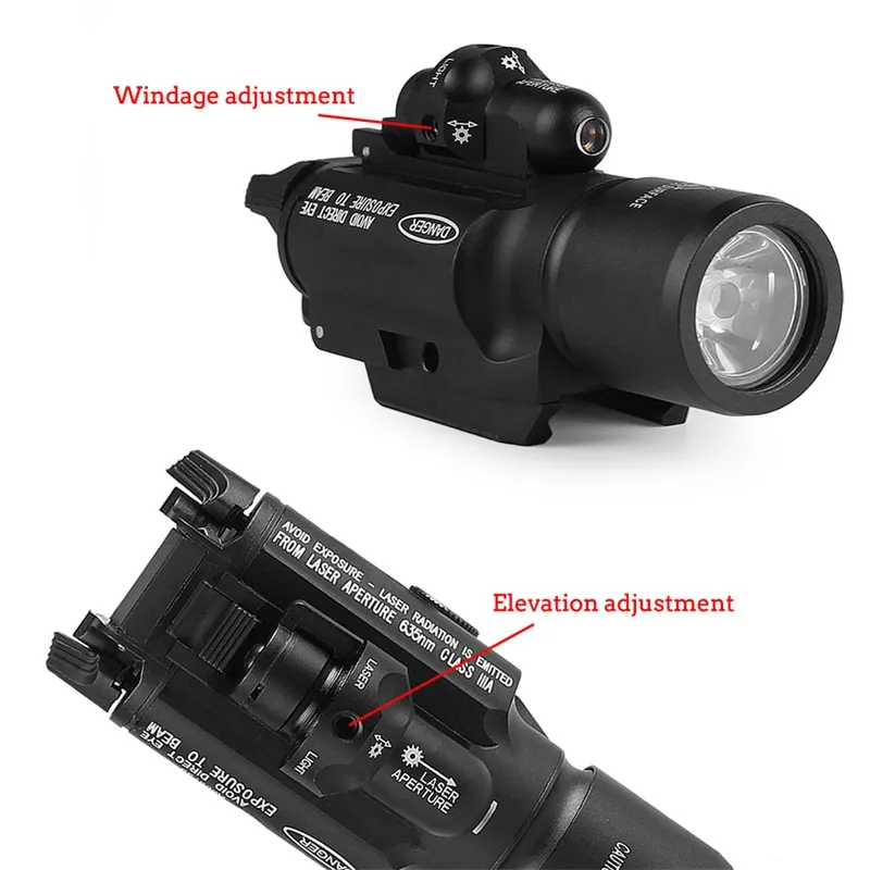 Tactical X400 LED Handgun Flashlight Weapon Light With Red Laser Sight Combo For Airsoft Hunting Shooting (25)