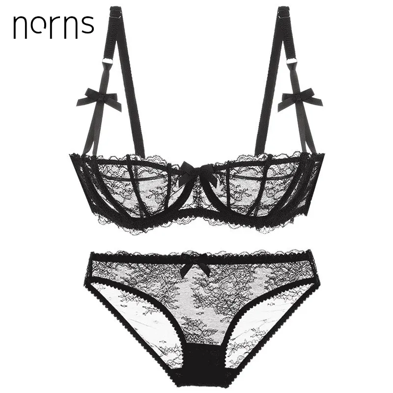 Norns Ultrathin Lingerie Set Plus Size Sexy Bras Lingerie Set Lace Female  Transparent Bra 1/2 Cup Pink Y200708 From Luo02, $13.64