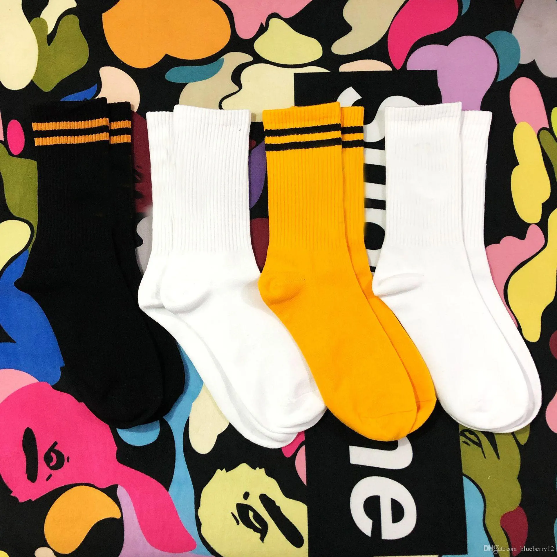 Męskie skarpetki mody Casual Bawełna oddychająca z 4 kolorami deskorolki Hip Hop Sports Socks for Male