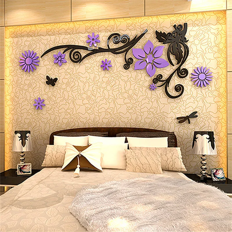 3D Acrylic Flower Vine Flower Wall Stickers Flipkart DIY Art Gift