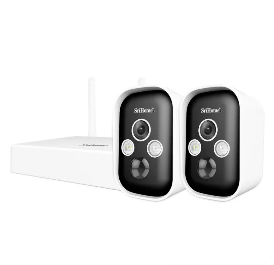 Srihome SH033 3.0MP 4CH Base de données Wifi IP caméra étanche batterie puissance Cam couleur Vision nocturne PIR alarme bébé moniteur