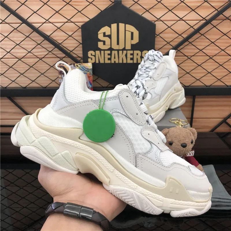 Men Women Triple S Platform Sneakers Mesh Leather Casual Shoes Height Increasing Vintage Old Dad Style 2024