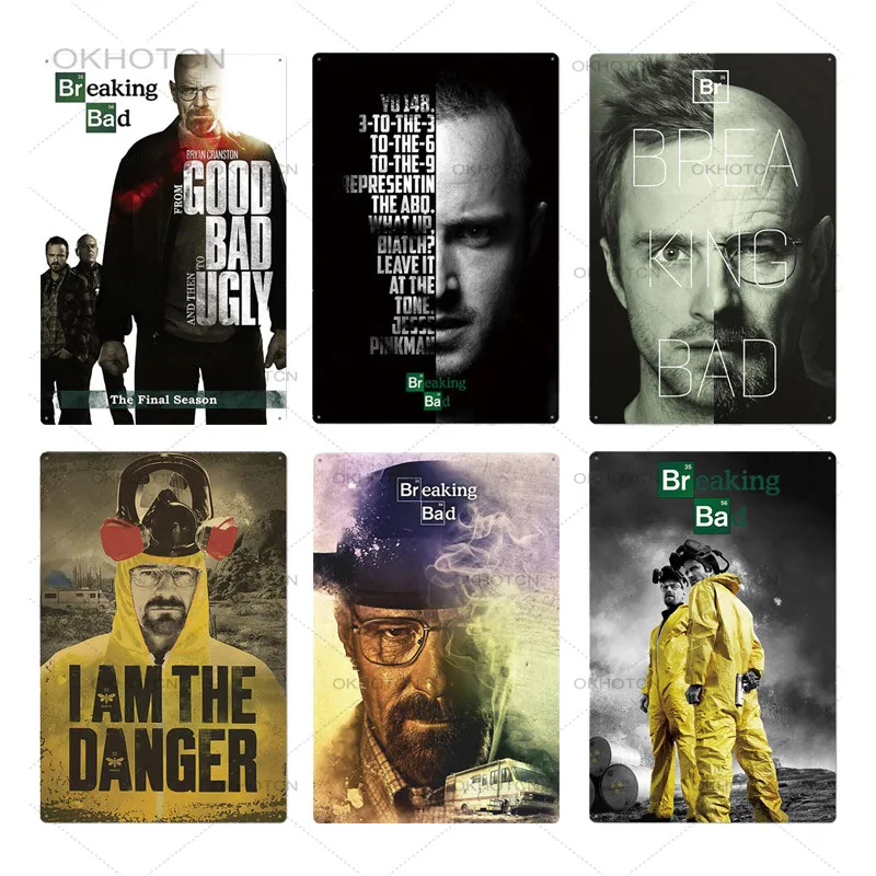 Старый Breaking Bad Movie Metal Painting Paint Poster Классический кинотеатр телевизионный металлический жестяной талочные знаки винтажные настенные тарелки батон