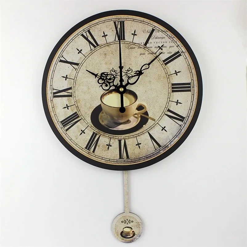 Современный кофе Большие декоративные часы Отключение домашнего украшения Кухонные часы Мода Настенные часы Orologi Pareate 201212