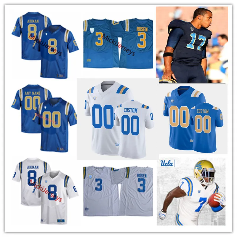 Custom UCLA Bruins costurou Jersey de futebol 90 AJ Campbell 75 Bruno Fina 77 Beau Taylor 14 DJ Warnell 76 Patrick Selna 7 Mo Osling III 52 Benjamin Roy Jr. 96 Hayden Nelson