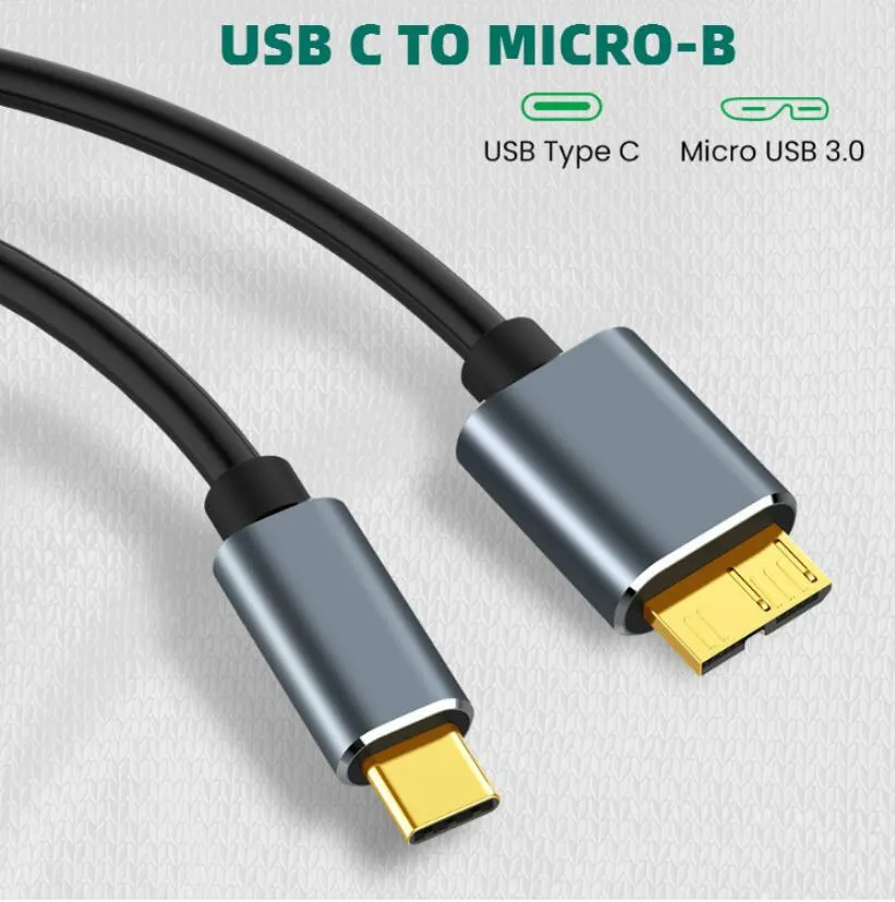 Cabo usb c usb a para micro b 3.0, adaptador de conector de dados de 5gbps para disco rígido externo hdd smartphone cabo de carga móvel
