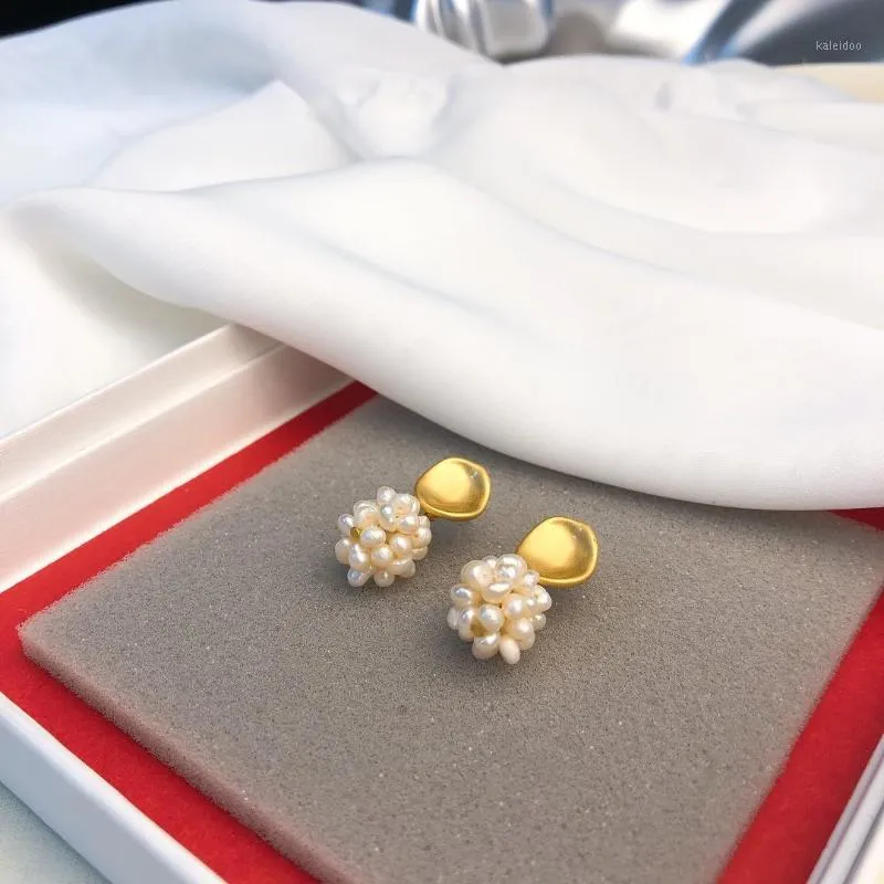 Stud pearl studs örhängen 18k guldpläterad mässing smycken sfär för damer varumärke kvinnor