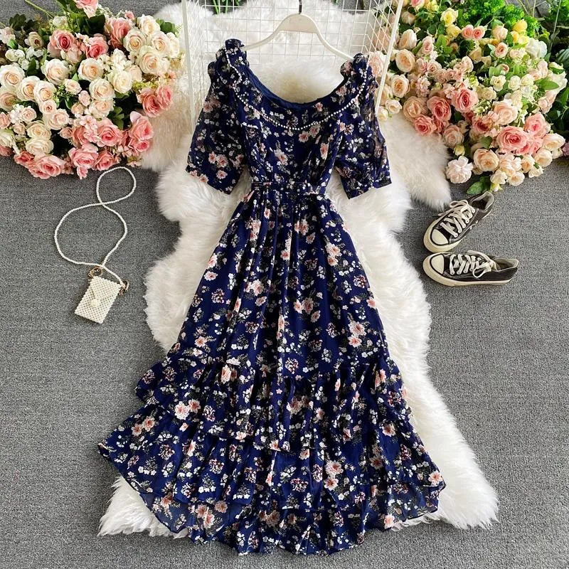 Bohemian Ruffle Sexy Beach Slash Neck White Chiffon Dress Bohemian Ruffle Sexy Beach Slash Neck White Chiffon Dress