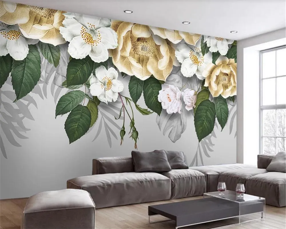 Romantic Floral 3d Wallpaper Modern Minimalist Fresh Flower Plant TV Background Wall 3d Mural Wallpaper