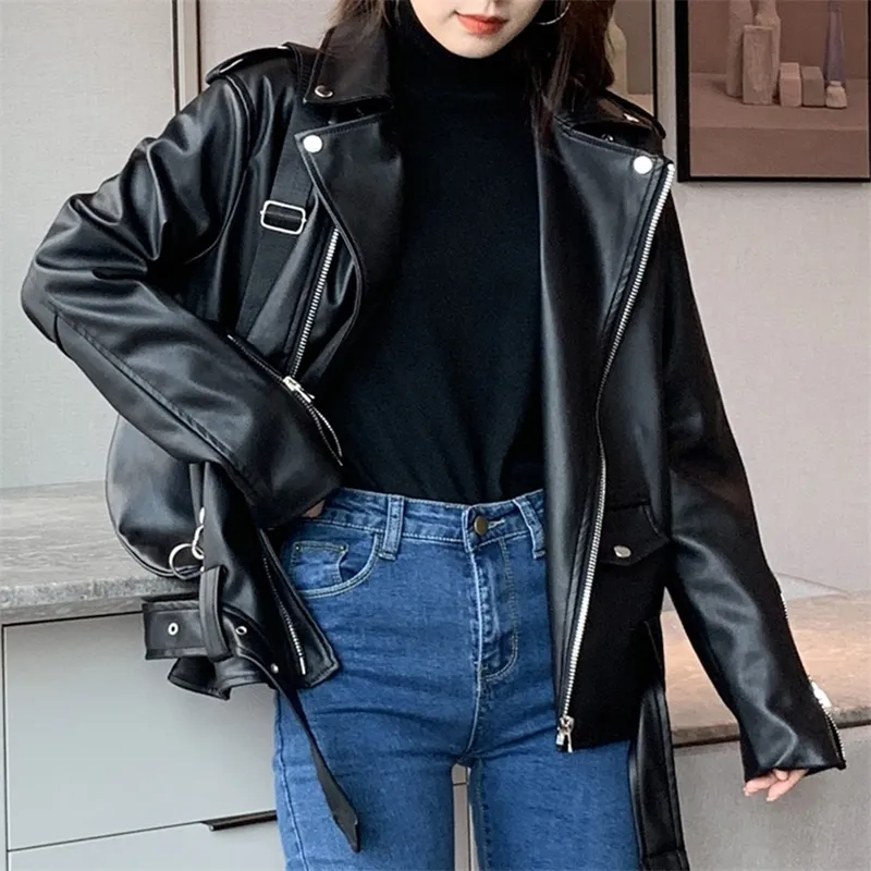 Rosetic 2020 Motorcycle Faux Leather Jacket Women High Quality PU