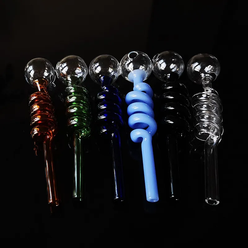 6 pollici Colorful Pyrex Glass Oil Burner Tubi Cucchiaio Tubo Tabacco a mano Tipo dritto Accessori per fumatori in vetro Dab Rigs SW06