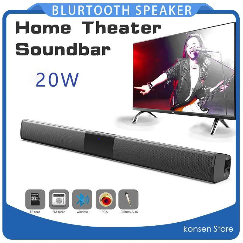 Soundbar 20w Bluetooth TV Sound Bar Sistema de Teatro Home Teatro Subwoofer para PC Stereo Bass Speaker Surround