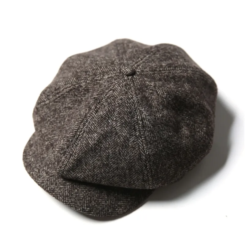 NON STOCK laine mélangée gavroche chapeau Vintage Peaky Blinders Baker Boy casquette pour hommes 201216