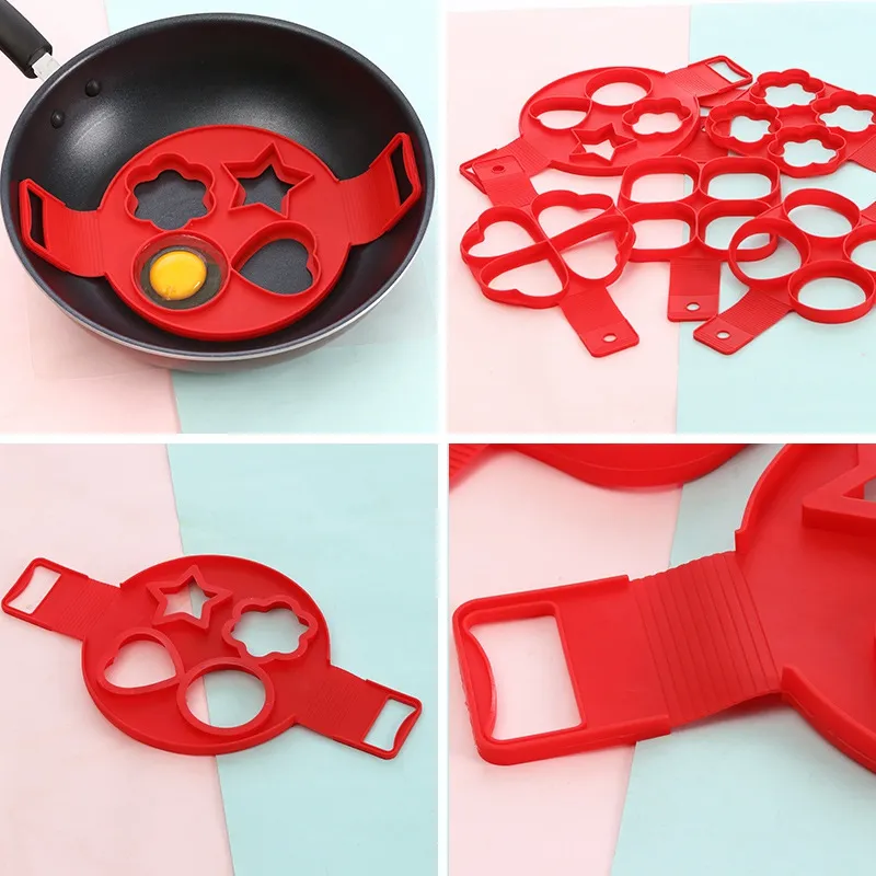 Silicone crêpes coeur moule oeuf crêpe moule antiadhésif quatre trous bricolage cuisson crêpes outil cuisine accessoires VTKY2379