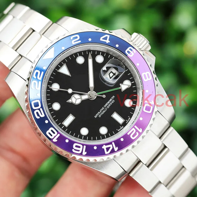 New Luxury GMT Mens 2813 Automatic movement Watch Self-wind men Mechanical designer Watches Fashion Sports SS Wristwatches wristwatch