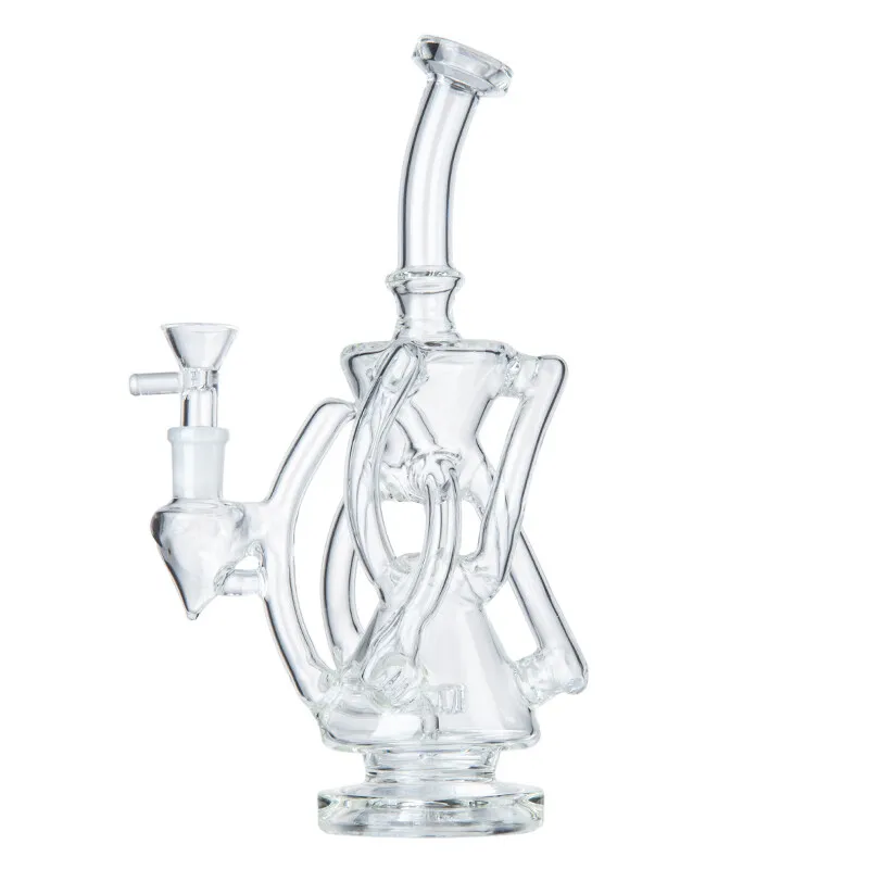 Vintage 12Inch Clear Recycler Showerhead Perc Glass BONG Hookah Smoking Pipes Oil Burner with bowl can put customer logo