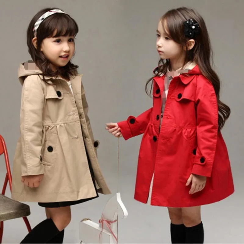 Spring Girls Clothes Fashion Outerwear England Style Children'S Clothing Long-Sleeved Cardigan Vintage Coats New Classic Trench LJ201125