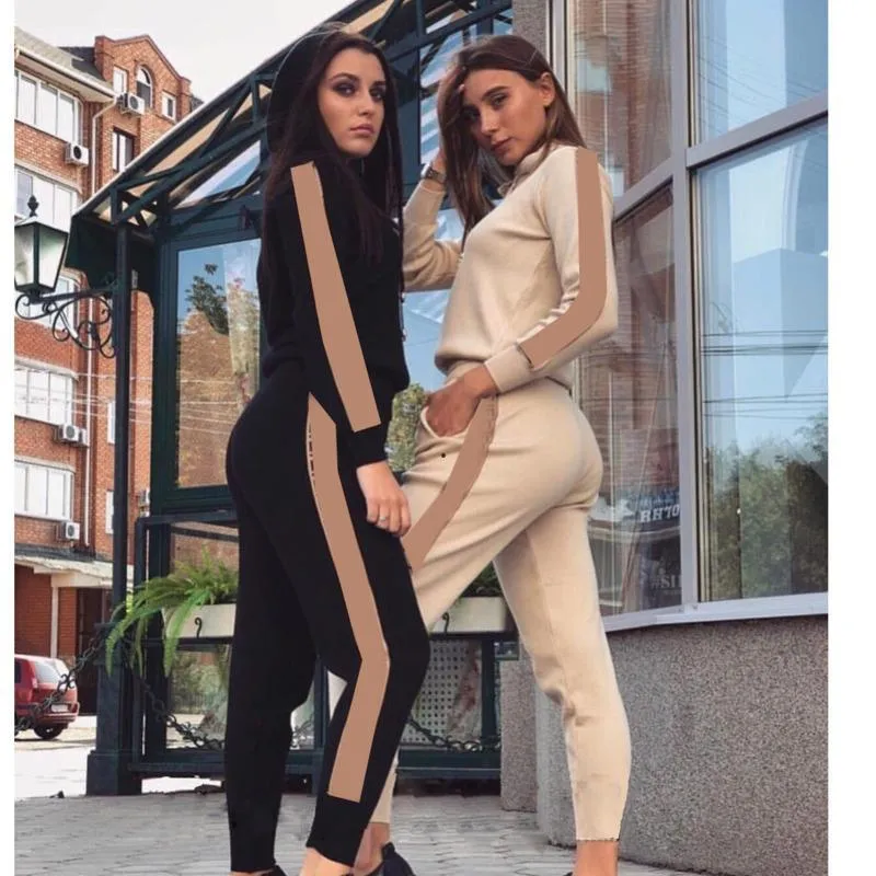 Moda Casual Para Mujer Otono Primavera Manga Larga Conjunto De Dos Piezas Jogger Senoras Otono Chandal Trajes De Sudor Negro Tallas Grandes S XL Ree Shopping012 De 36 13 DHgate