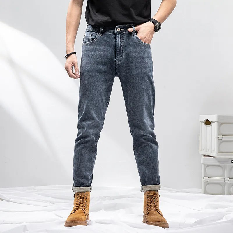 Men's Jeans 2022 Summer New Simple Casual Straight Male Blue Pants Versatile Elastic Thin Slim Pants High-quality Man clothing 28-38 Plus Size